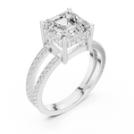 Gold Jewelry, Asscher center stone, White Gold, view 2