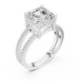 Gold Jewelry, Asscher center stone, White Gold, view 2