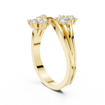 14K Solid Gold Lab Diamond Flower Cluster Ring, Yellow Gold, view 1