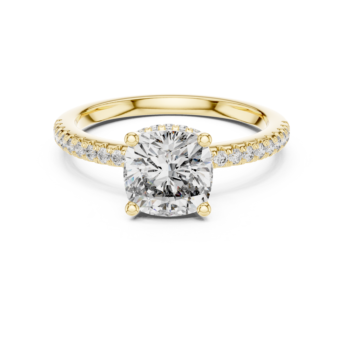 14K Solid Gold Lab Diamond Solitaire Ring, Yellow Gold