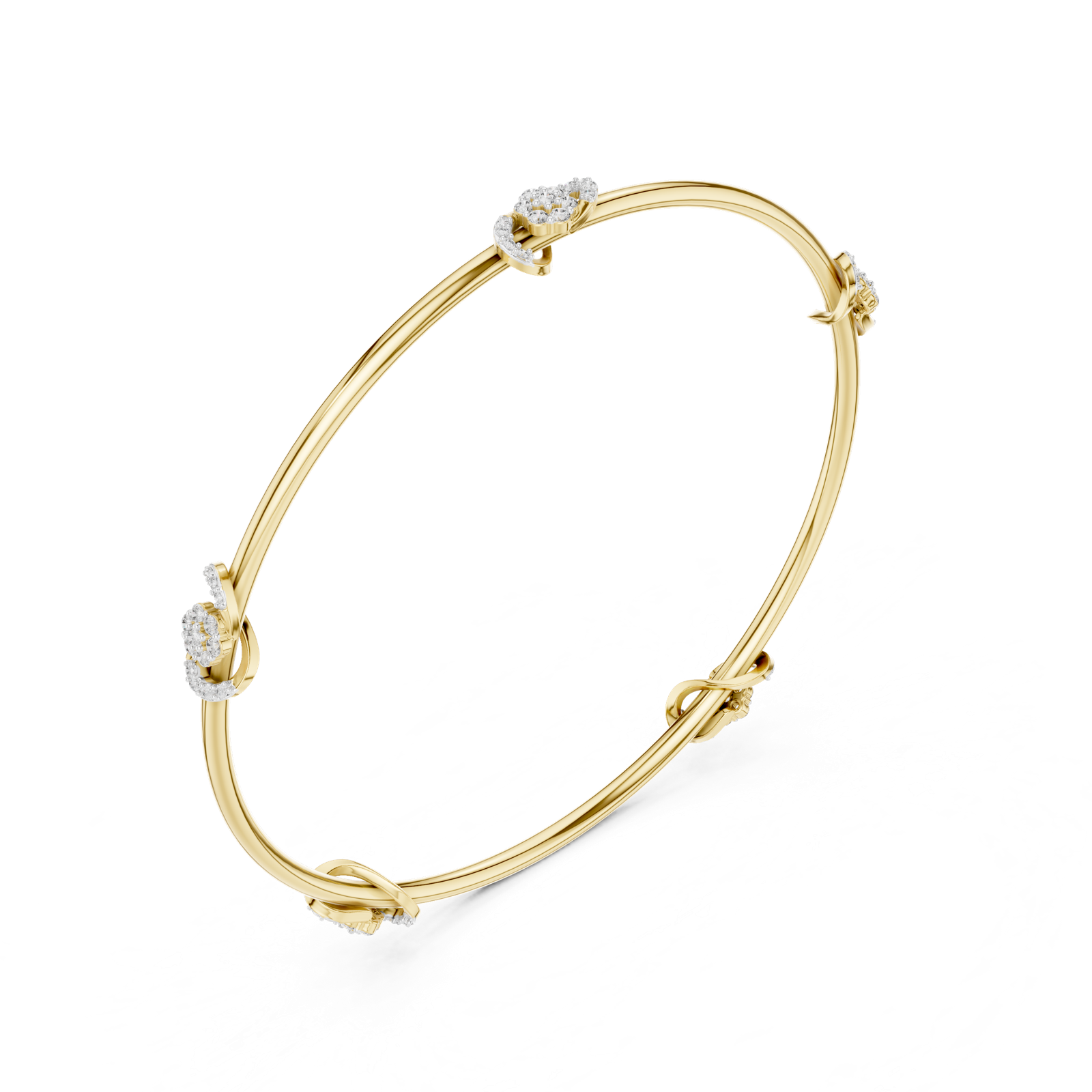 14K Solid Gold Lab Diamond Bracelet, Yellow Gold, view 2