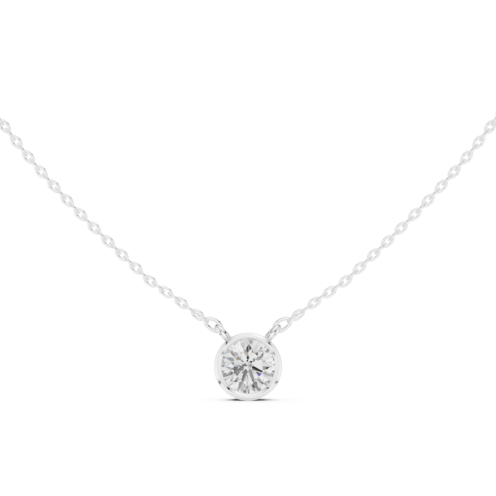 Gold Jewelry DDPS-001, Round center stone, White Gold, view 4