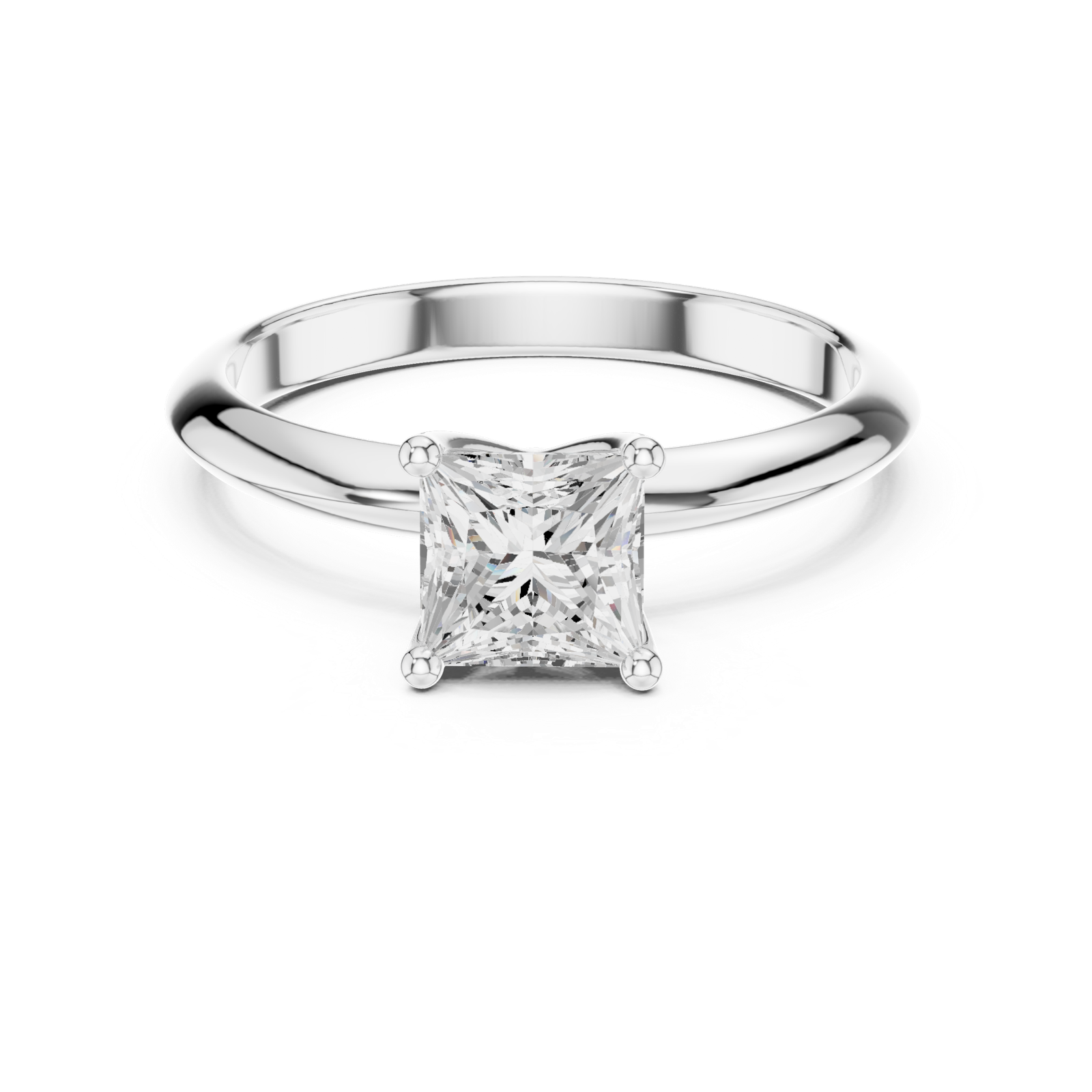 Gold Jewelry L36-6, Princess center stone, White Gold, view 4