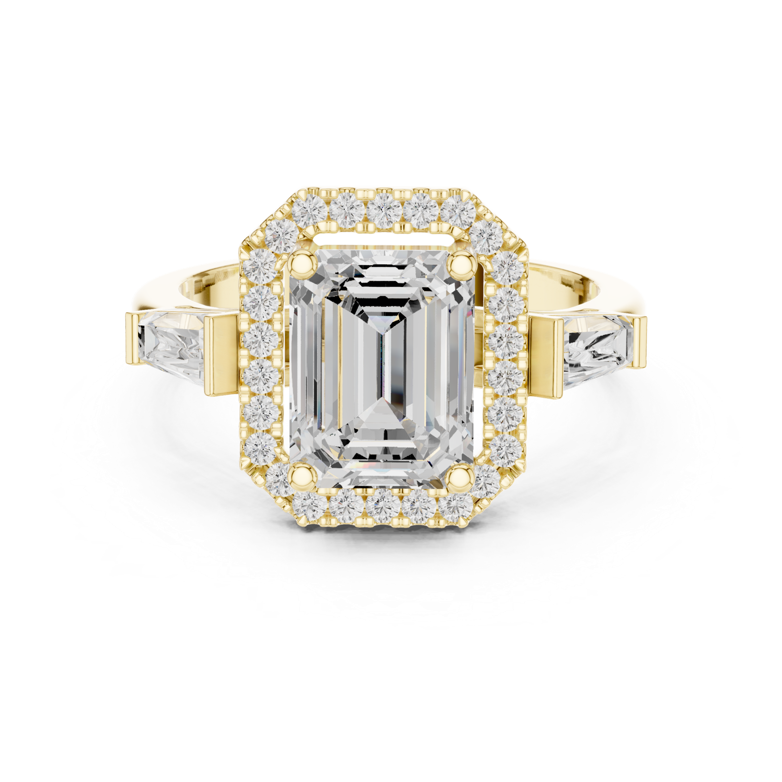 Gold Ring, Emerald center stone, Yellow Gold, view 4