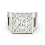14K Solid Gold Lab Diamond Halo Ring, White Gold