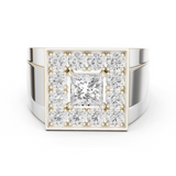 14K Solid Gold Lab Diamond Halo Ring, White Gold