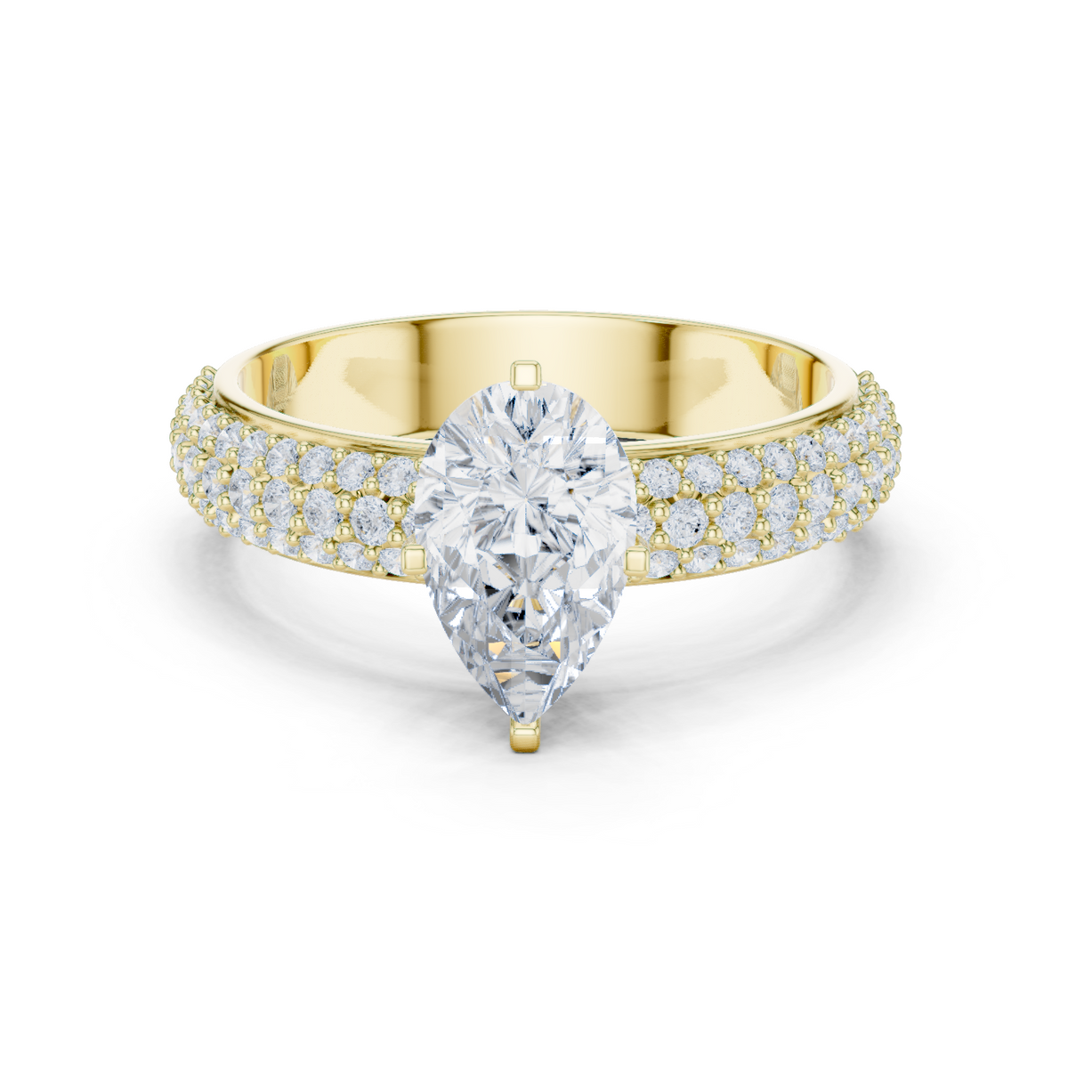 14K Solid Gold Lab Diamond Solitaire Ring, Yellow Gold