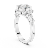 Gold Ring, Cushion center stone, White Gold, view 1