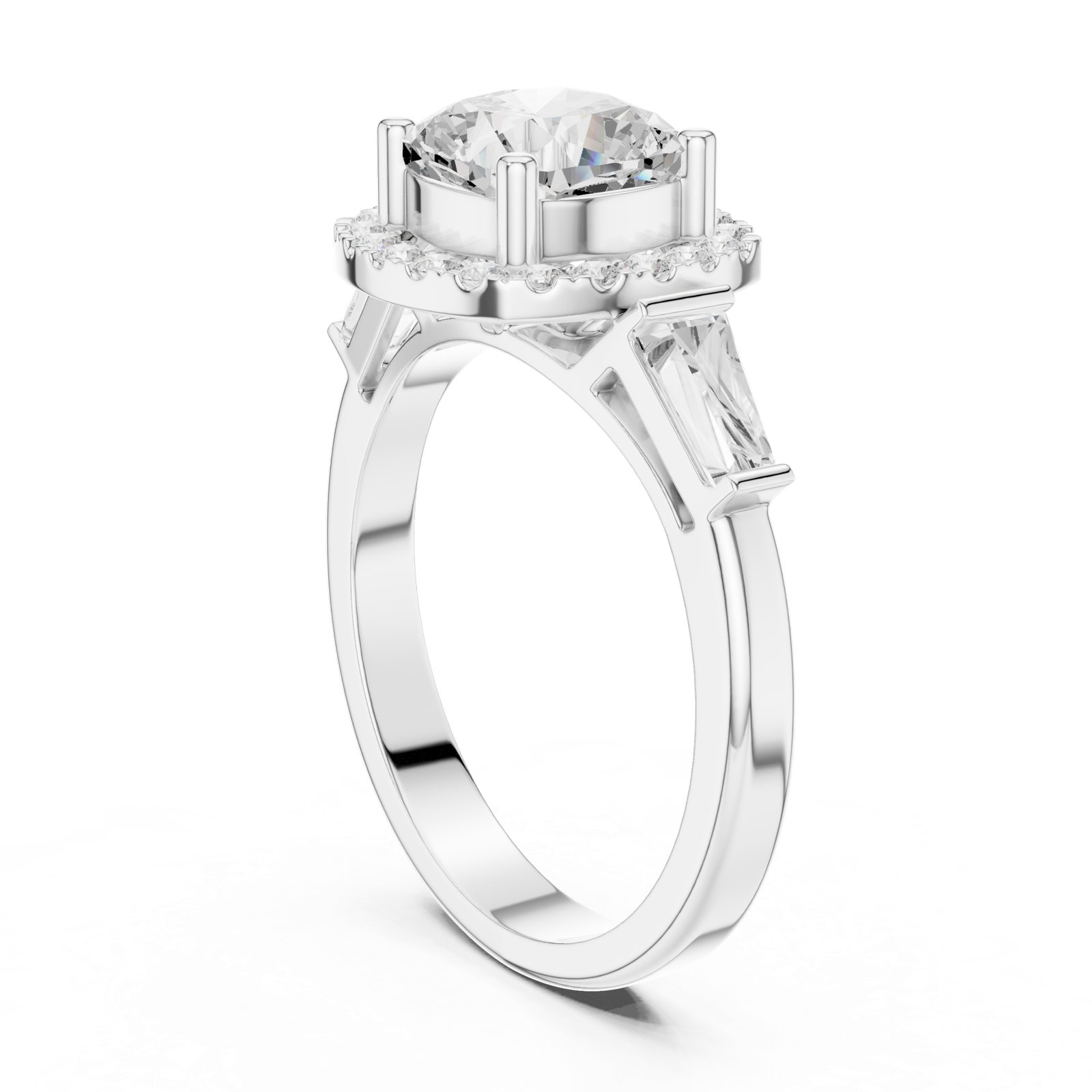 Gold Ring, Cushion center stone, White Gold, view 1