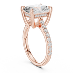 Gold Ring DDLR-250, Radiant center stone, Rose Gold, view 1