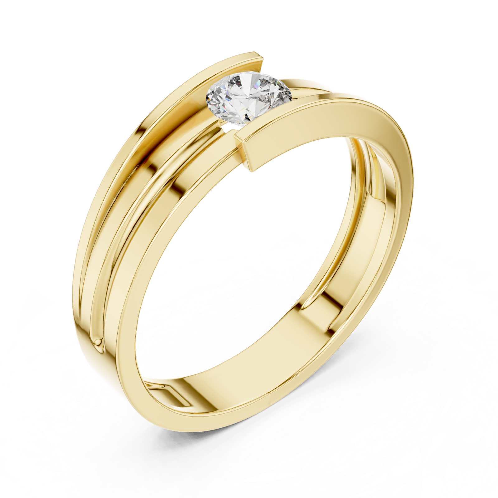 Gold Ring HLR-05 3MM, Yellow Gold, view 2
