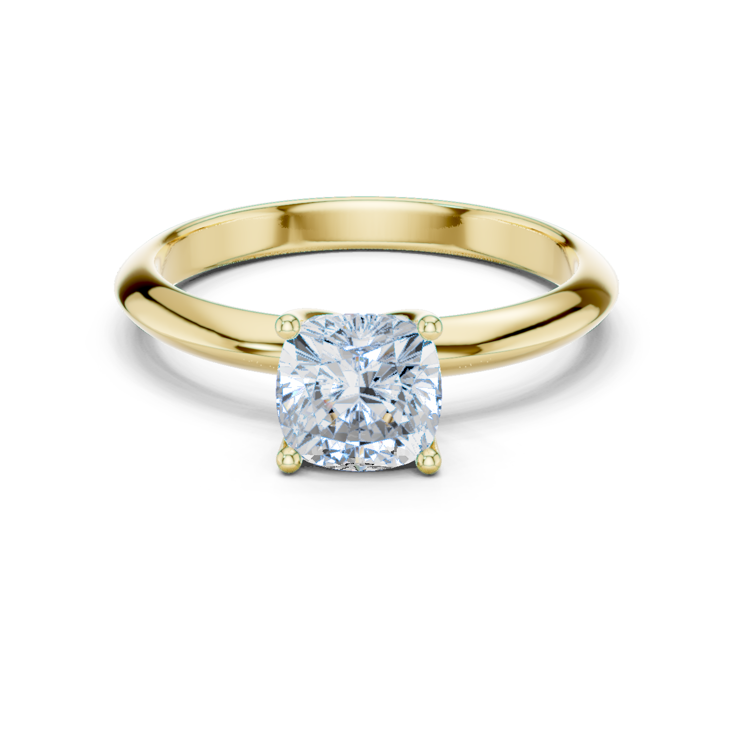 Gold Jewelry L36-6, Cushion center stone, Yellow Gold