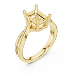 Gold Twisted Band Solitaire Engagement Ring, Emerald center stone, Yellow Gold, view 2