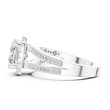 Gold Ring DDLR-350, Cushion center stone, White Gold, view 3