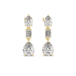 14K Solid Gold Lab Diamond Drop Earrings, Yellow Gold