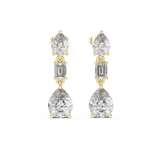14K Solid Gold Lab Diamond Drop Earrings, Yellow Gold