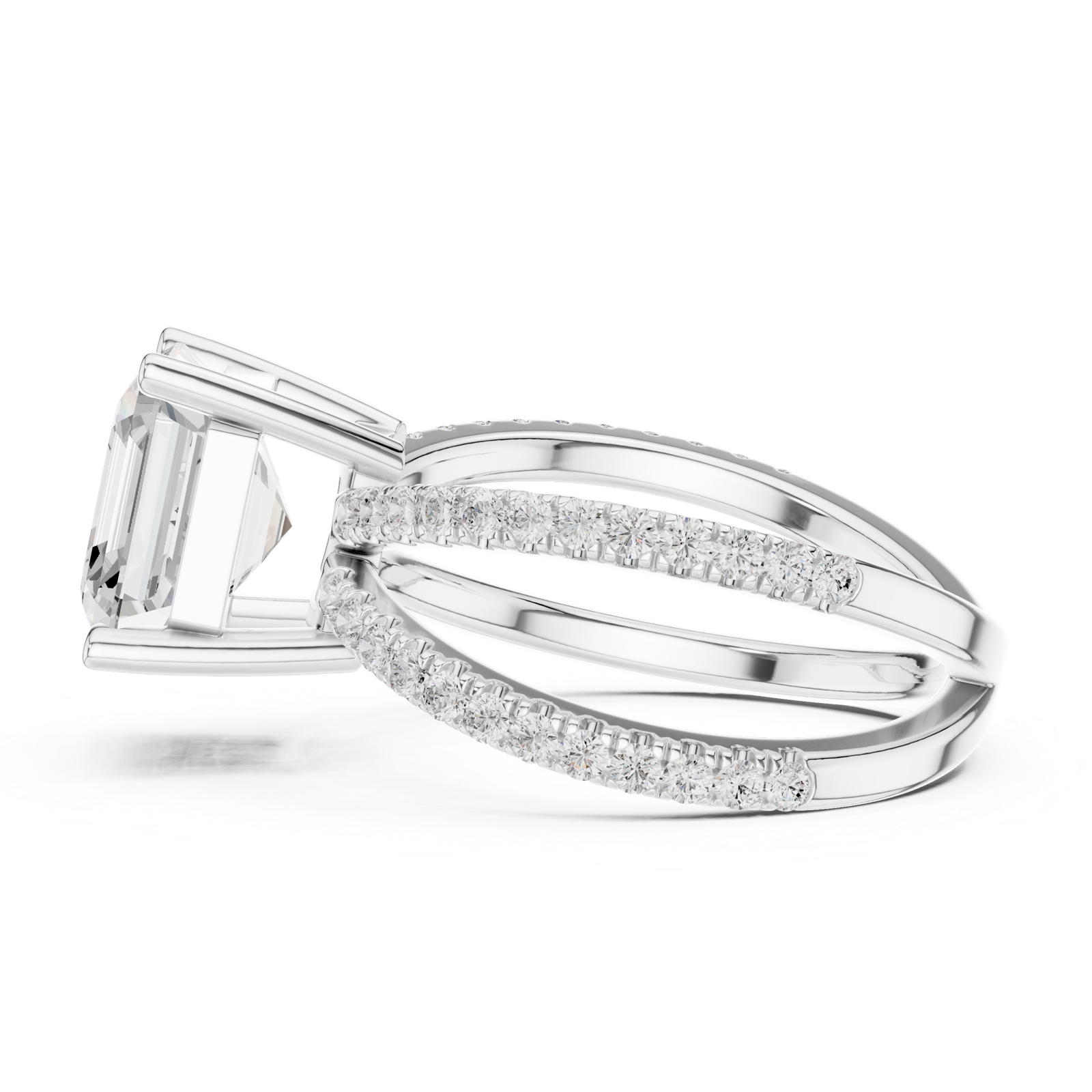 Gold Jewelry, Asscher center stone, White Gold, view 3
