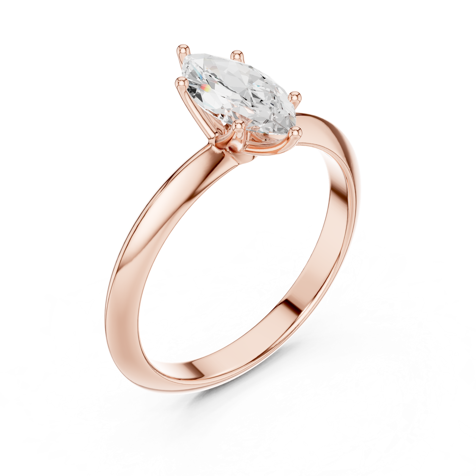 Gold Jewelry L36-6, Marquise center stone, Rose Gold, view 2