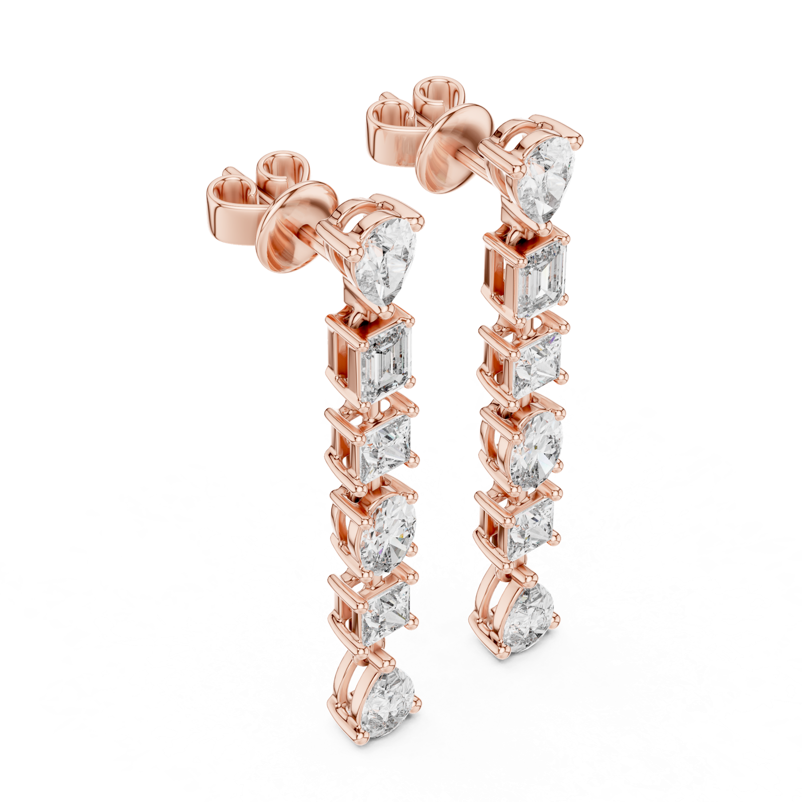 Gold Earrings L02-438, Rose Gold, view 2