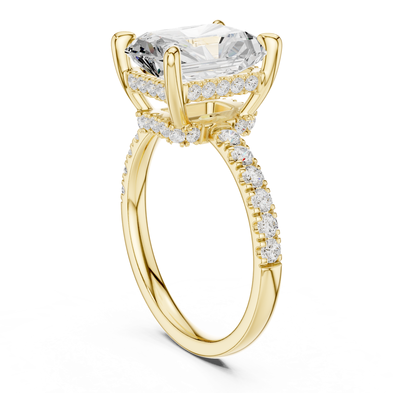 Gold Ring DDLR-259, Radiant center stone, Yellow Gold, view 1