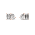 14K Solid Gold Lab Diamond Cluster Earrings, Rose Gold