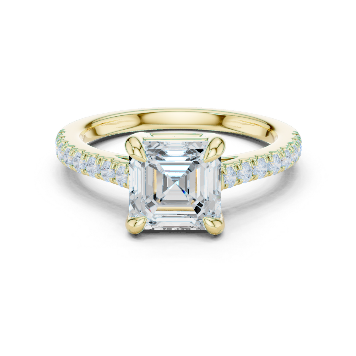 14K Solid Gold Lab Diamond Solitaire Ring, Yellow Gold