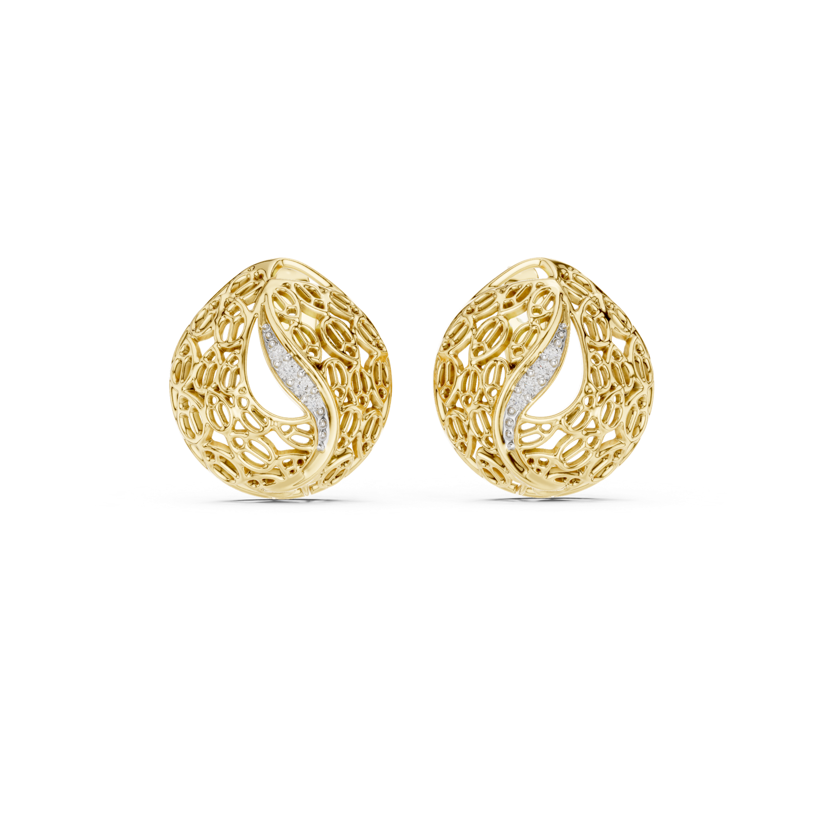 Gold Earrings 12-10011@E, Yellow Gold