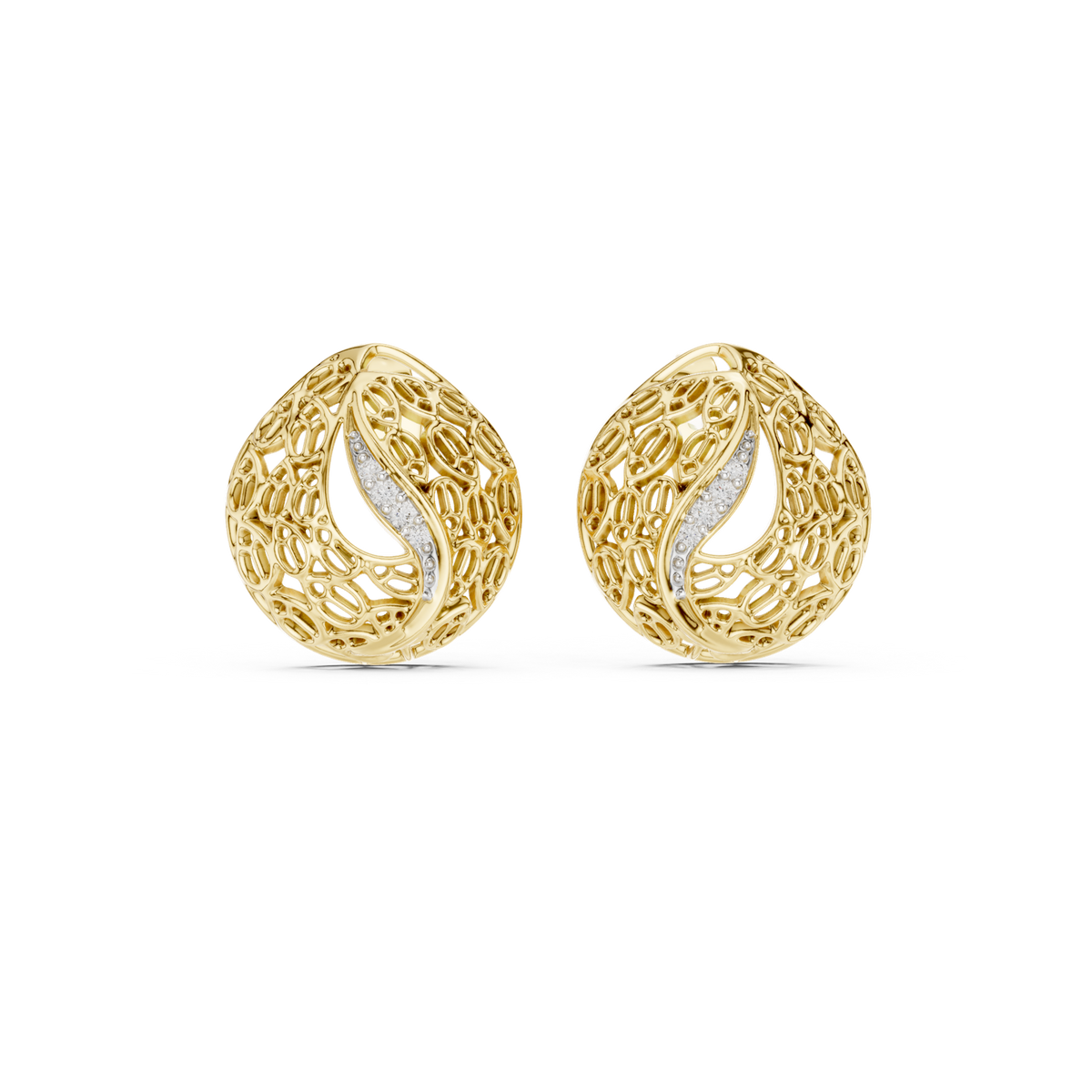 14K Solid Gold Lab Diamond Stud Earrings, Yellow Gold