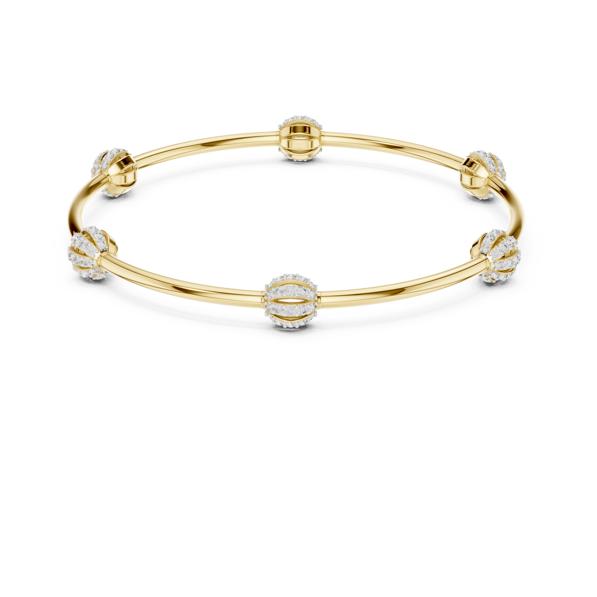 14K Solid Gold Lab Diamond Station Bracelet, Yellow Gold