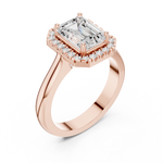 Gold Ring, Emerald center stone, Rose Gold, view 2