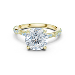 Gold Ring DDLR-167, Round center stone, Yellow Gold