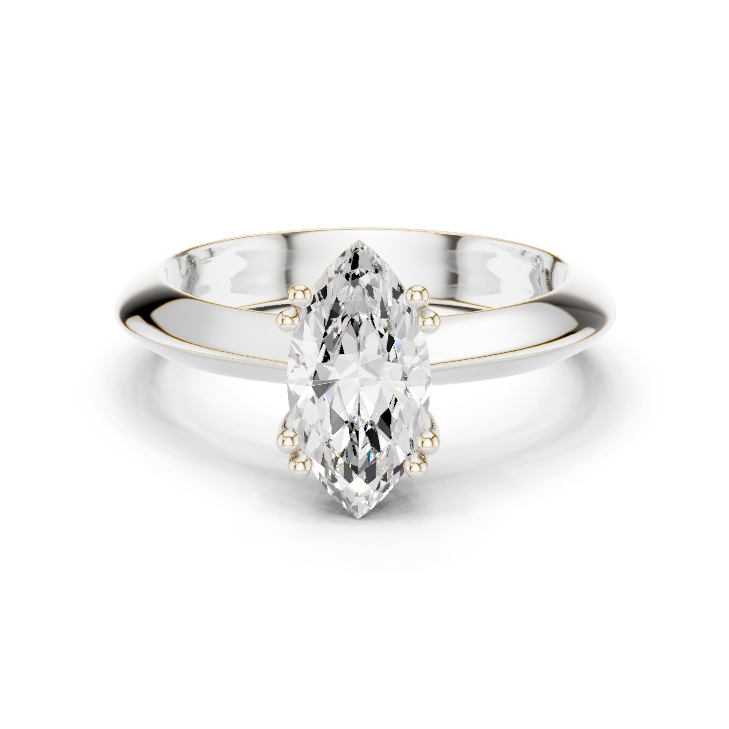 Gold Jewelry L36-8, Marquise center stone, White Gold