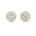 14K Solid Gold Lab Diamond Halo Earrings, Yellow Gold, view 4