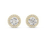 14K Solid Gold Lab Diamond Halo Earrings, Yellow Gold, view 4