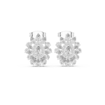 14K Solid Gold Lab Diamond Flower Cluster Earrings, White Gold