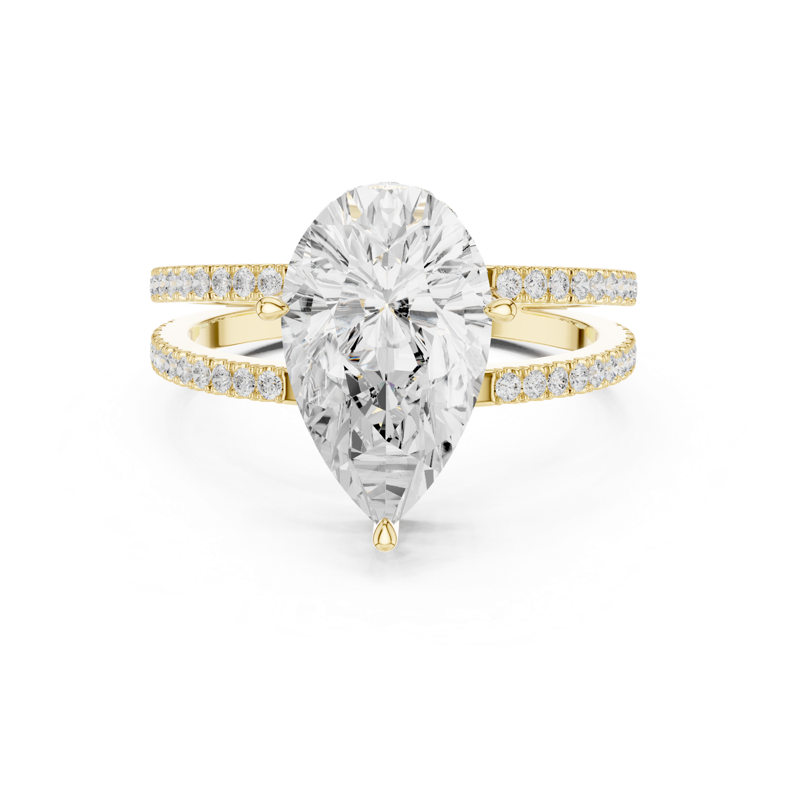 Gold Jewelry L36-13, Pear center stone, Yellow Gold, view 4