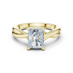 Gold Twisted Band Solitaire Engagement Ring, Radiant center stone, Yellow Gold