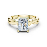Gold Twisted Band Solitaire Engagement Ring, Radiant center stone, Yellow Gold