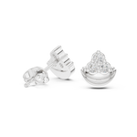 14K Solid Gold Lab Diamond Cluster Earrings, White Gold, view 1