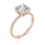 Gold Jewelry, Cushion center stone, Rose Gold, view 2