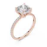 Gold Jewelry, Cushion center stone, Rose Gold, view 2