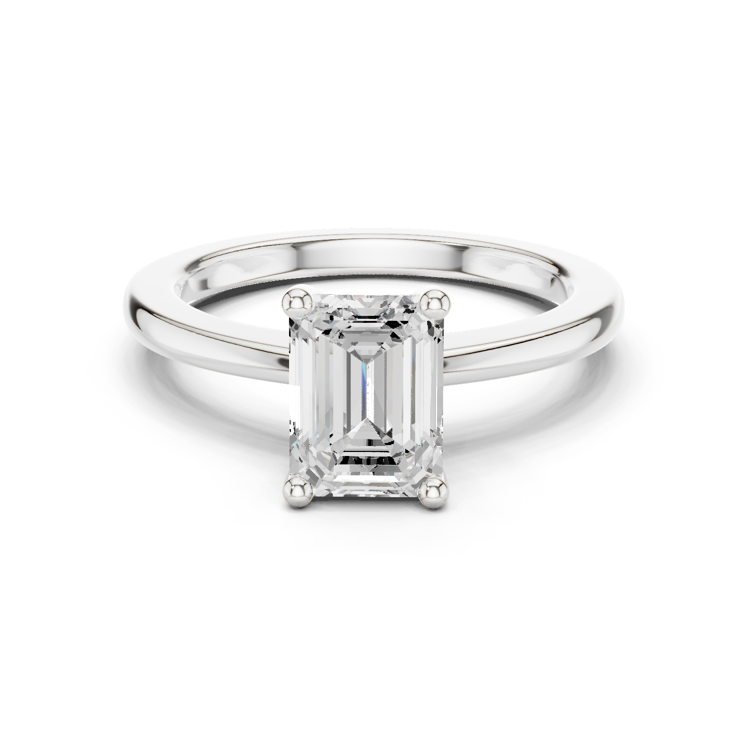 Gold Ring DDLR-032, Emerald center stone, White Gold