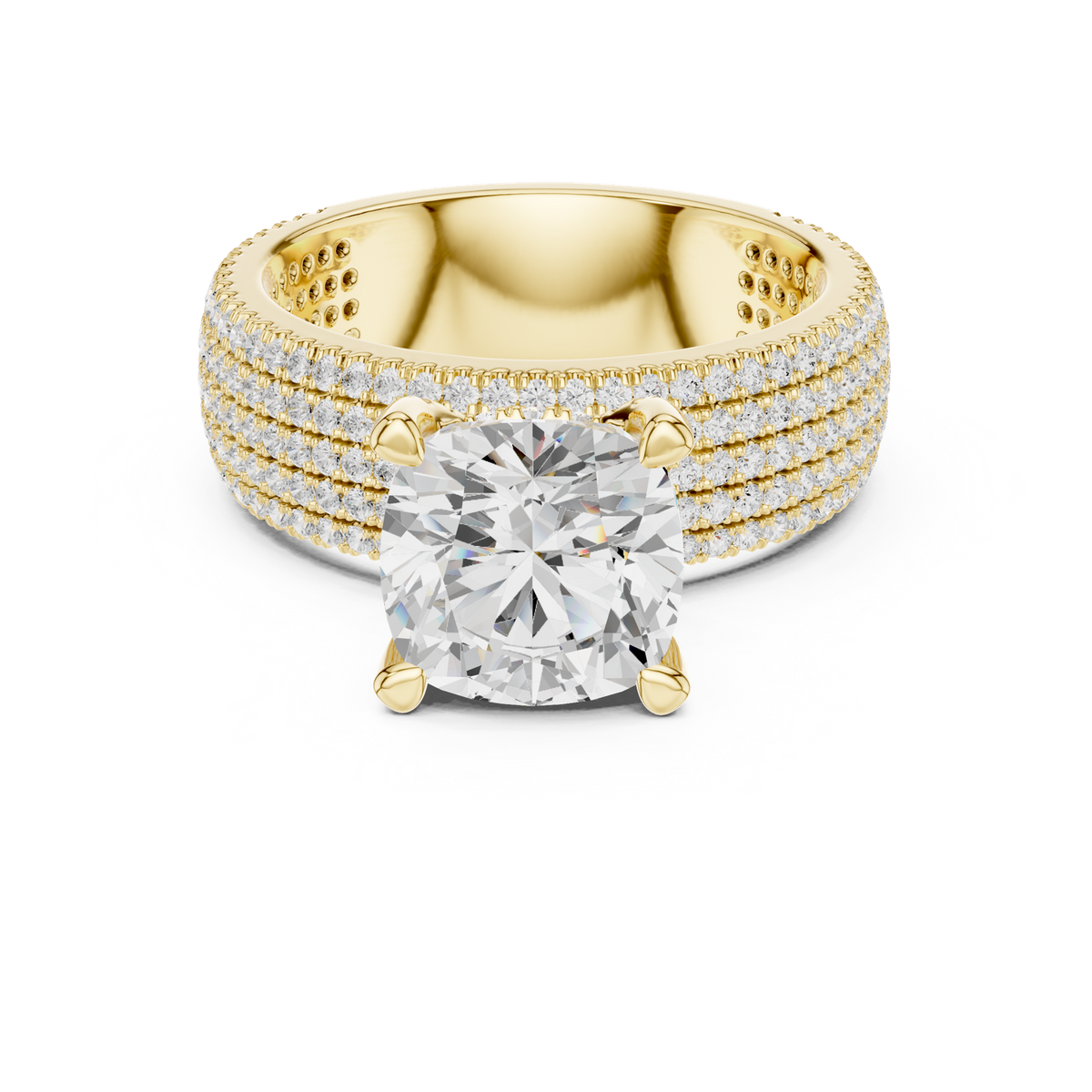 14K Solid Gold Lab Diamond Solitaire Ring, Yellow Gold