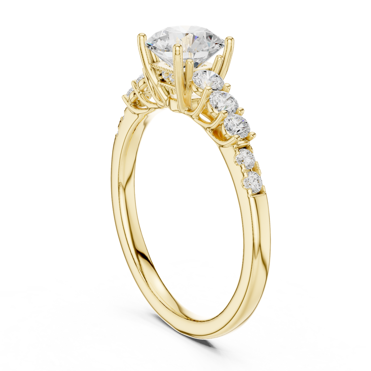 14K Solid Gold Lab Diamond Solitaire Ring, Yellow Gold, view 1