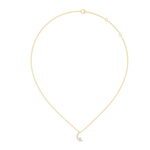 14K Solid Gold Lab Diamond Moon Pendant Necklace, Yellow Gold, view 1