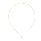 14K Solid Gold Lab Diamond Moon Pendant Necklace, Yellow Gold, view 1