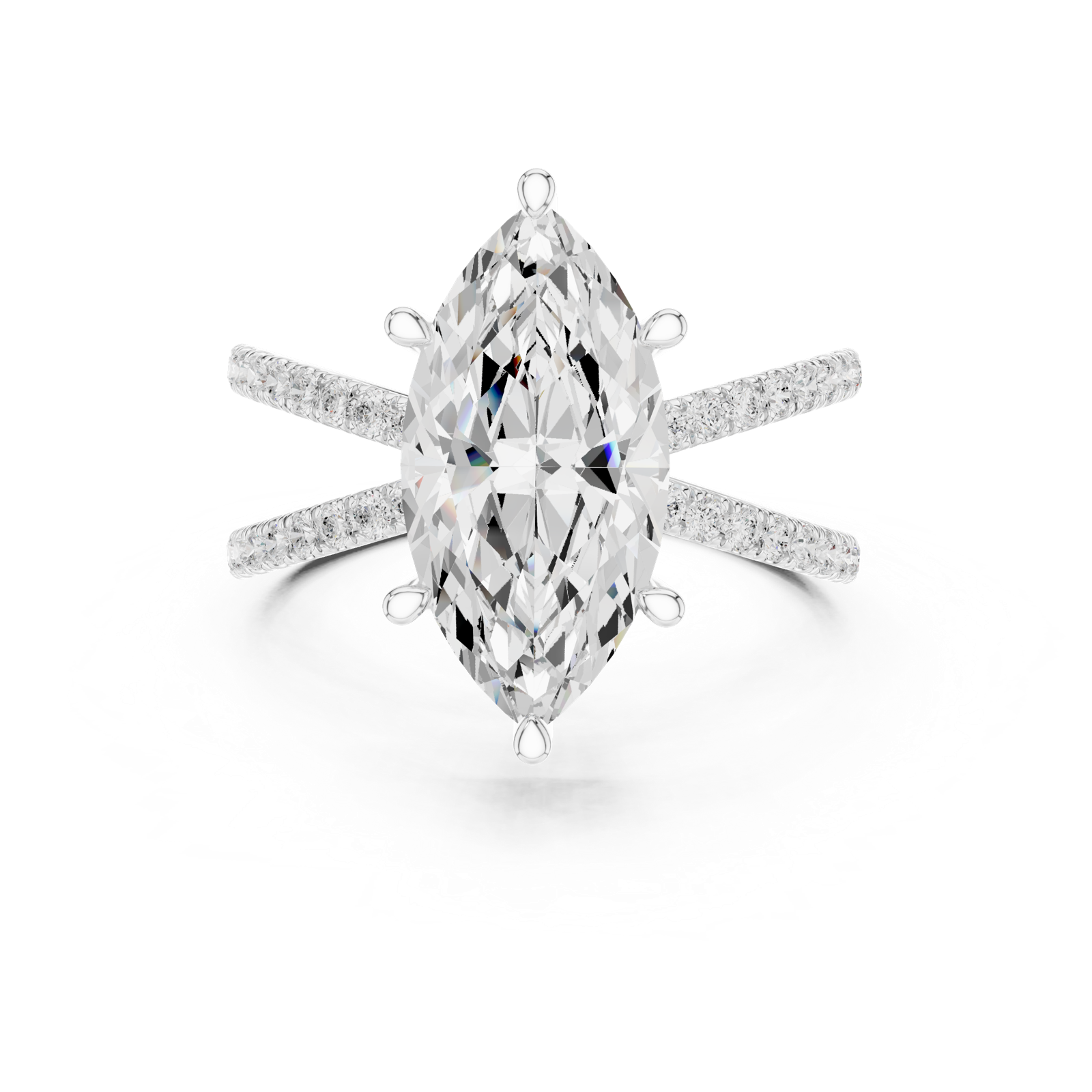 Gold Jewelry L36-25, Marquise center stone, White Gold, view 4
