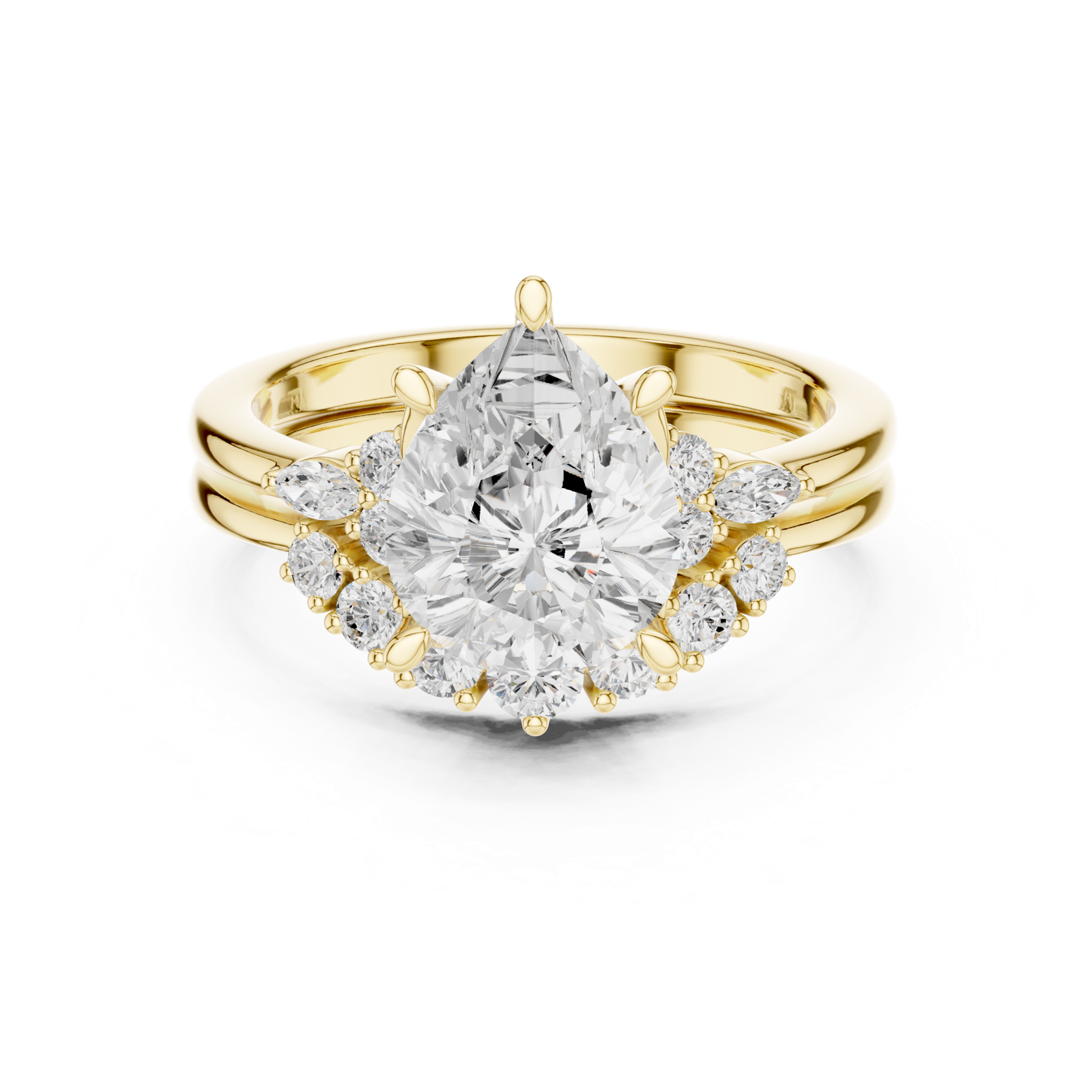 Gold Ring DDLR-440, Pear center stone, Yellow Gold, view 4