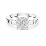 14K Solid Gold Lab Diamond Halo Ring, White Gold