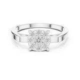 14K Solid Gold Lab Diamond Halo Ring, White Gold